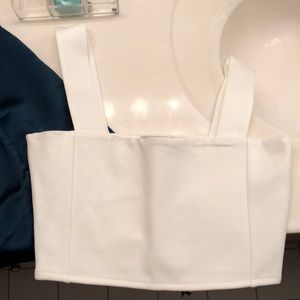 Teal Tank and White Crop